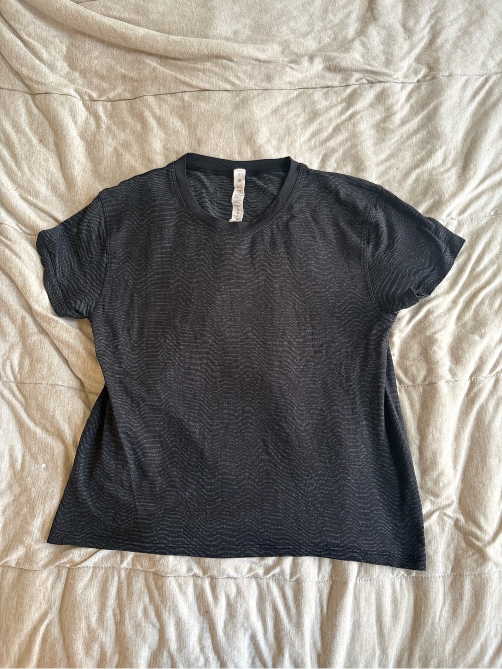 lululemon athletica Black Short-Sleeve Textured Crew Tee